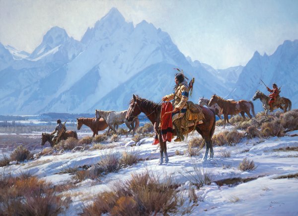 "Apsaalooke Horse Hunters" Martin Grelle - Giclee on canvas 32 x 45 S/N 150