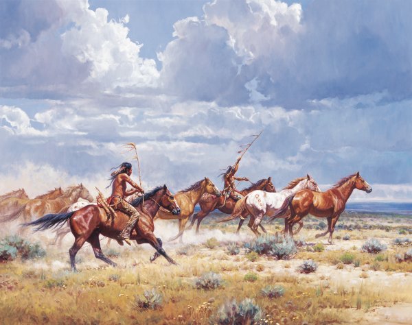 "Running withthe Elk-Dogs" Martin Grelle - Giclee on canvas 32 x 40 S/N 150
