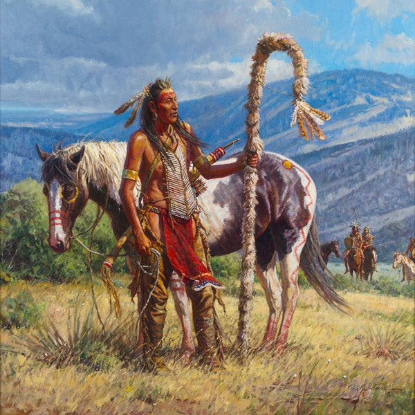 "Second to the Pipe Carrier" Martin Grelle - Giclee on canvas  30 x 30 S/N 150