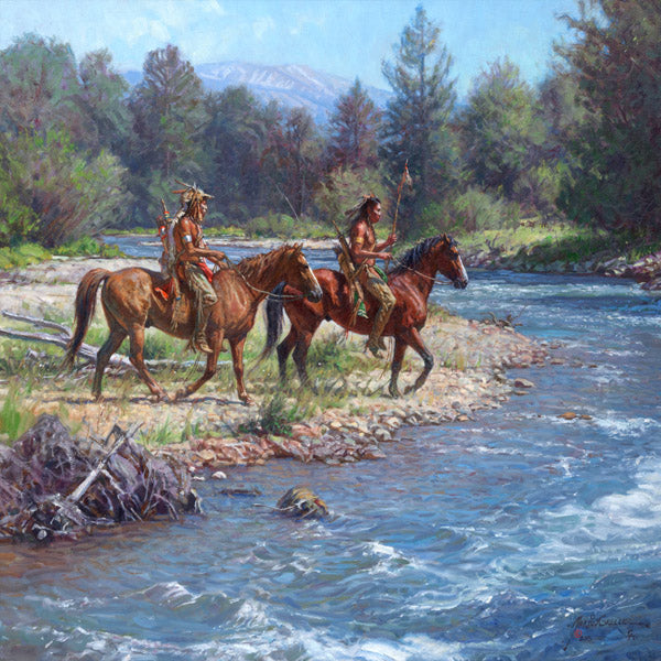 "Wolves on Rock Creek" Martin Grelle - Giclee on canvas  28 x 28 S/N 150
