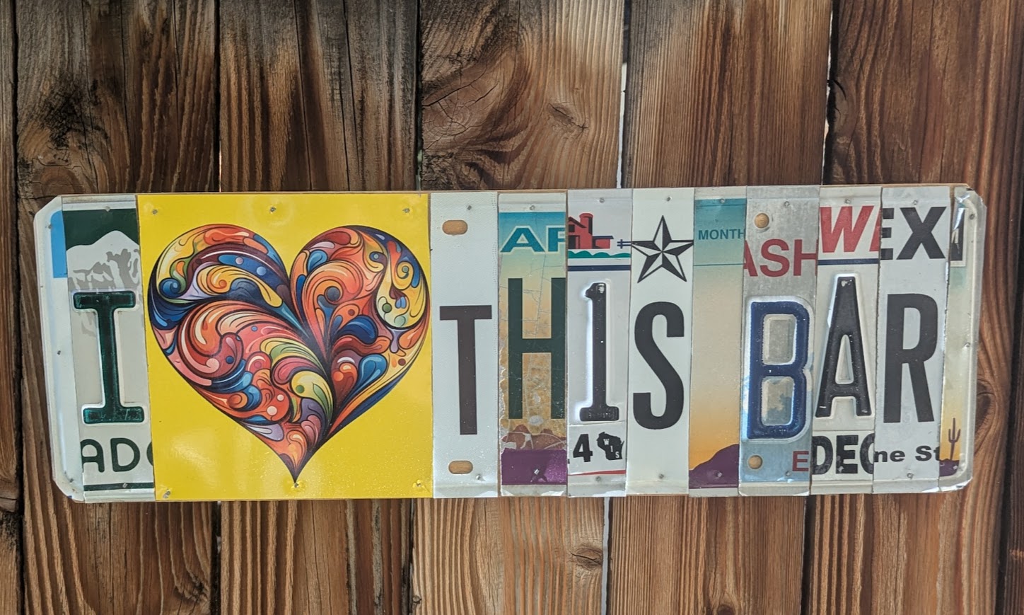 Custom License Plate Art -"I Love This Bar"
