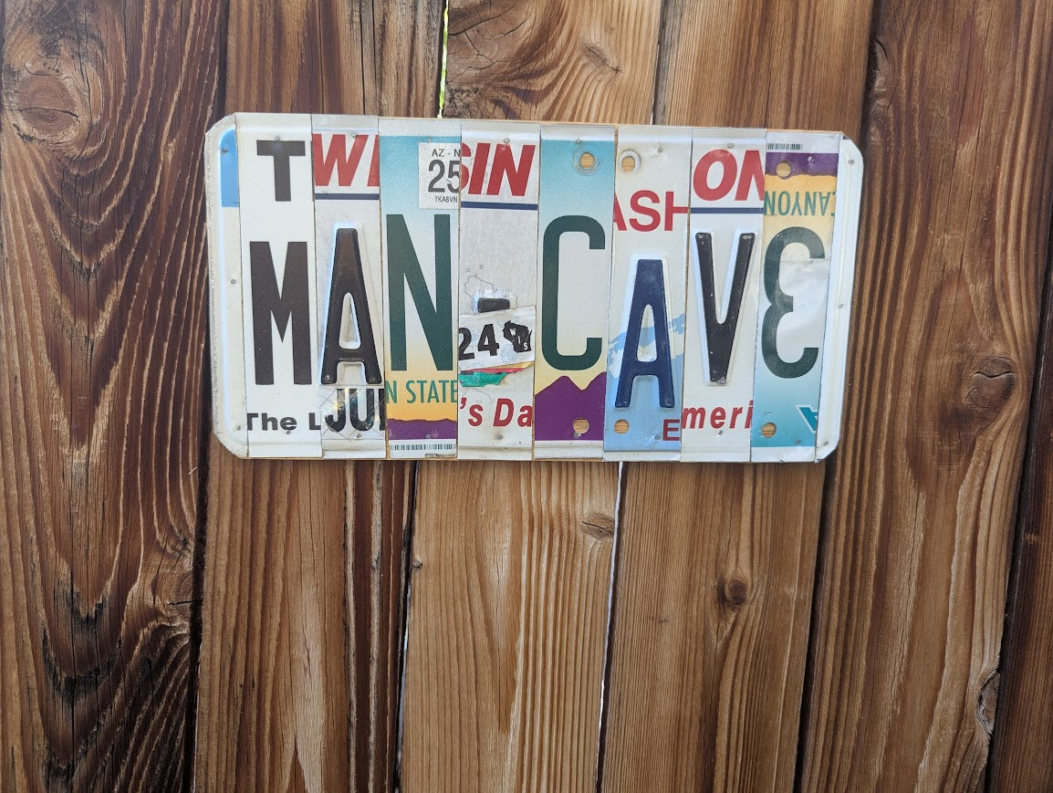 Custom License Plate Art -"Man Cave"