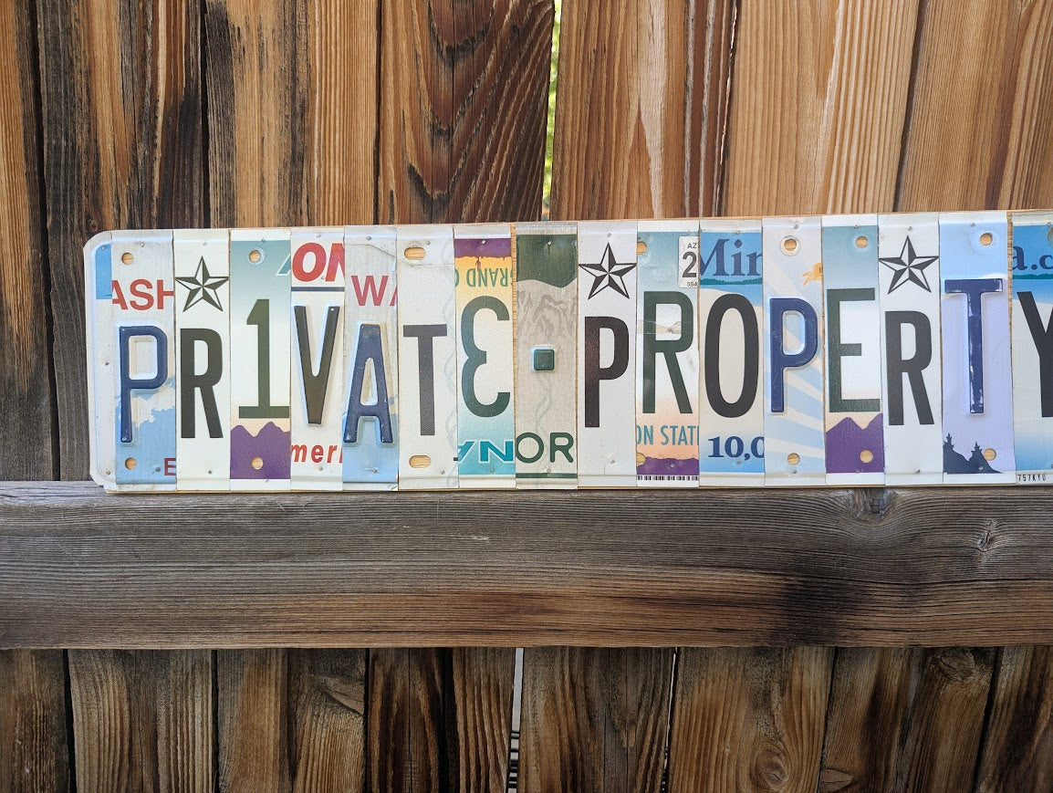 Custom License Plate Art -"Private Property"