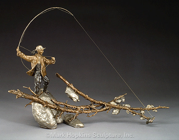 Mark Hopkins Sculpture - Setting the Hook Female-Limited Edition Bronze- Made in USA