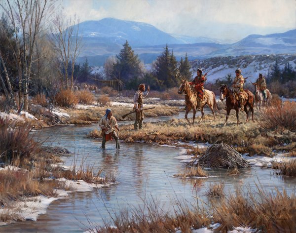 "Trappers in the Wind River" Martin Grelle - Giclee on canvas  30 x 38 S/N