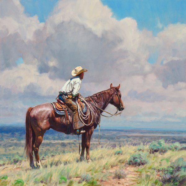 "West Texas Cow Hunter" Martin Grelle - Giclee on canvas  36 x 36 S/N 35